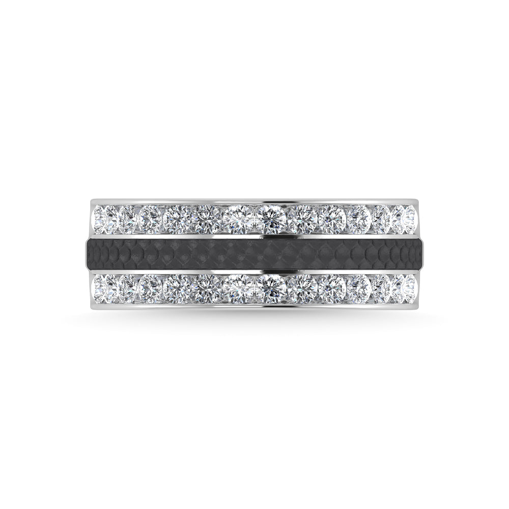 Diamante en oro blanco de 14 quilates de 1 qt. total Con banda de m√°quina para hombre con faceta de rodio negro