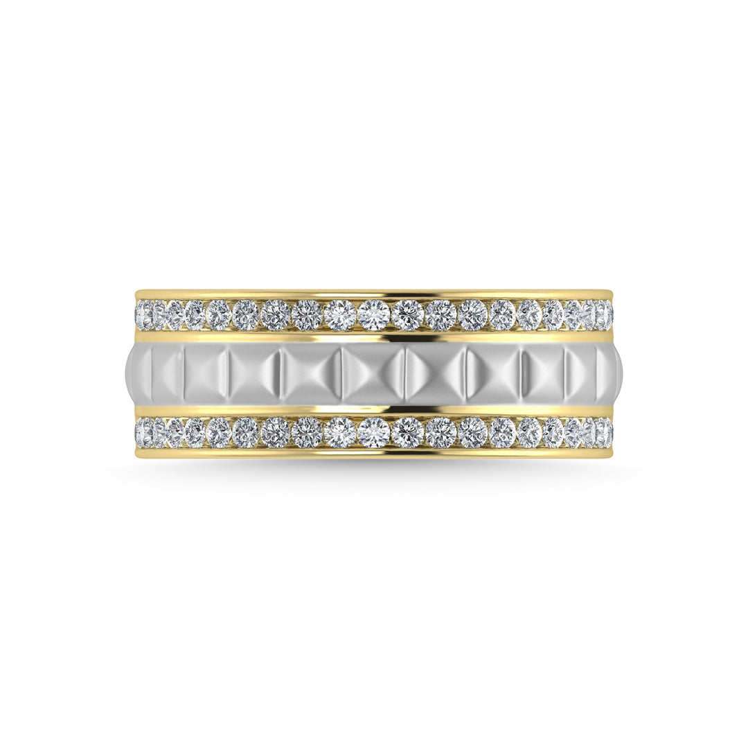 Diamante de oro amarillo de 14 quilates de 1/2 qt. total Con banda de m√°quina para hombre de rodio blanco