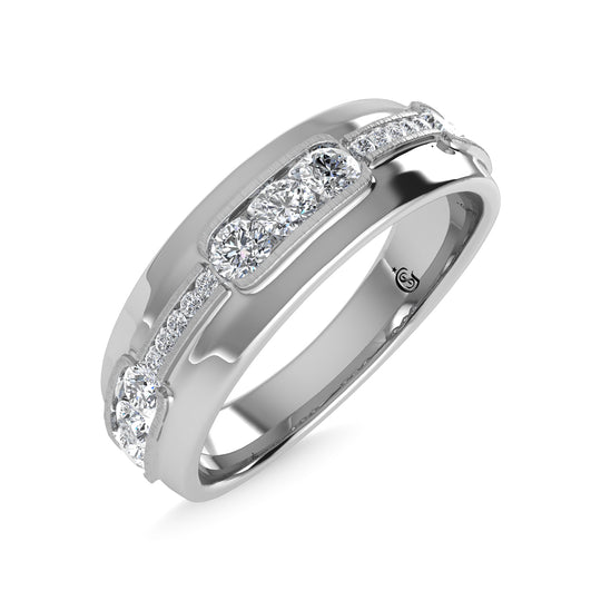 Diamante en oro blanco de 14 quilates de 5/8 quilates total. Banda de m√°quina para hombre