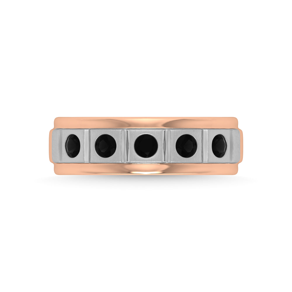 Diamante en oro rosa de 14 quilates de 1/2 qt. total Con banda de m√°quina para hombre con faceta de rodio blanco
