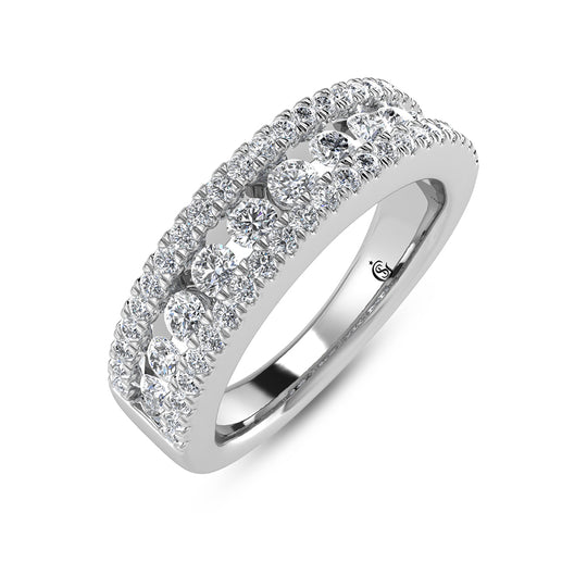 Diamante en oro blanco de 14 quilates, 7/8 quilates total. Anillo de moda