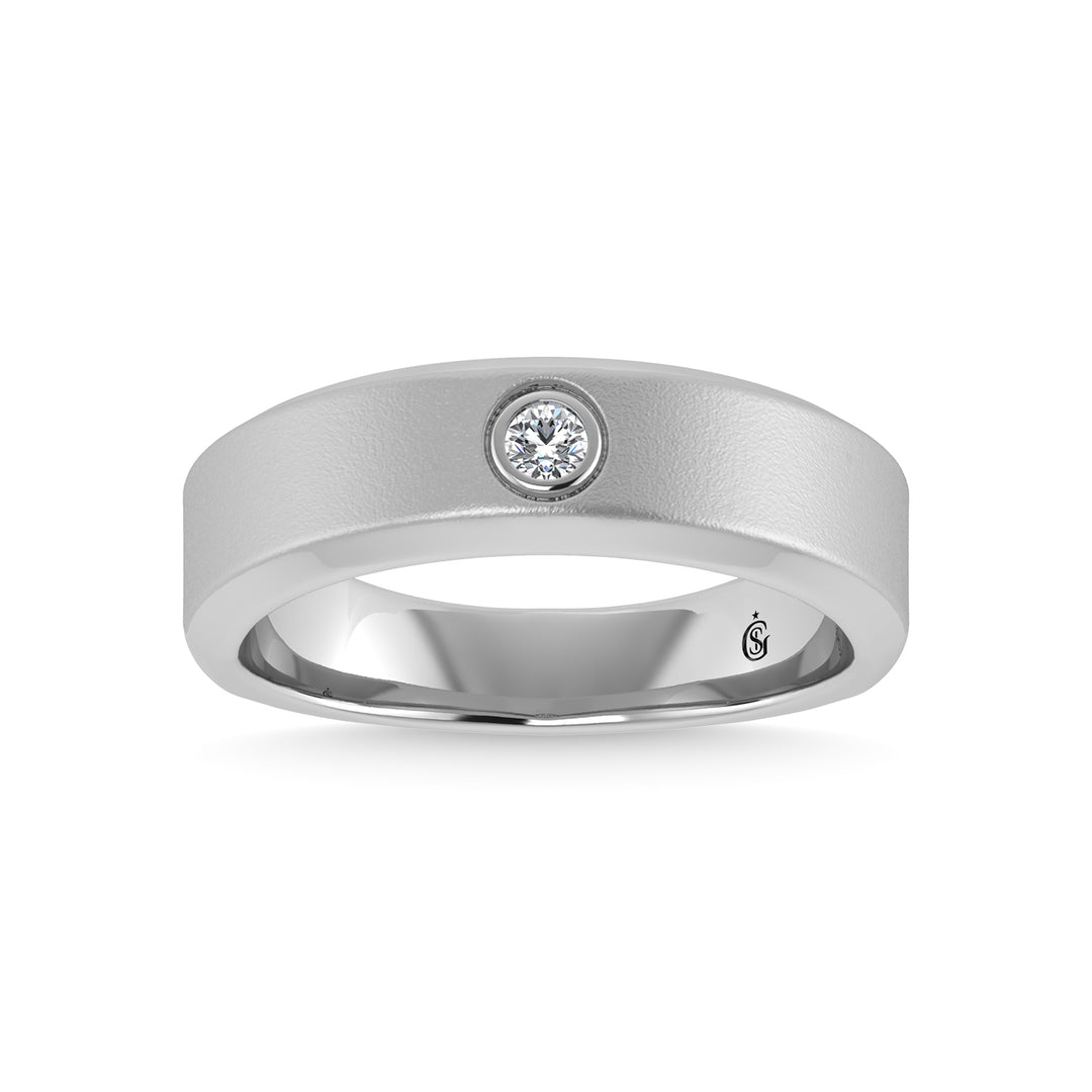 14K white gold 1/20 carat total diamond. Men's machine band