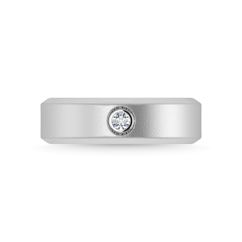 14K white gold 1/20 carat total diamond. Men's machine band