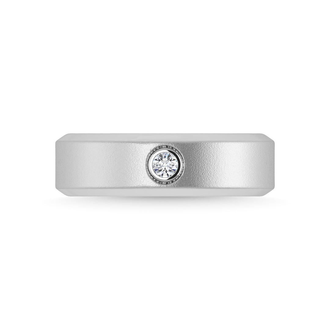 14K white gold 1/20 carat total diamond. Men's machine band