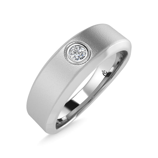 14K white gold 1/20 carat total diamond. Men's machine band