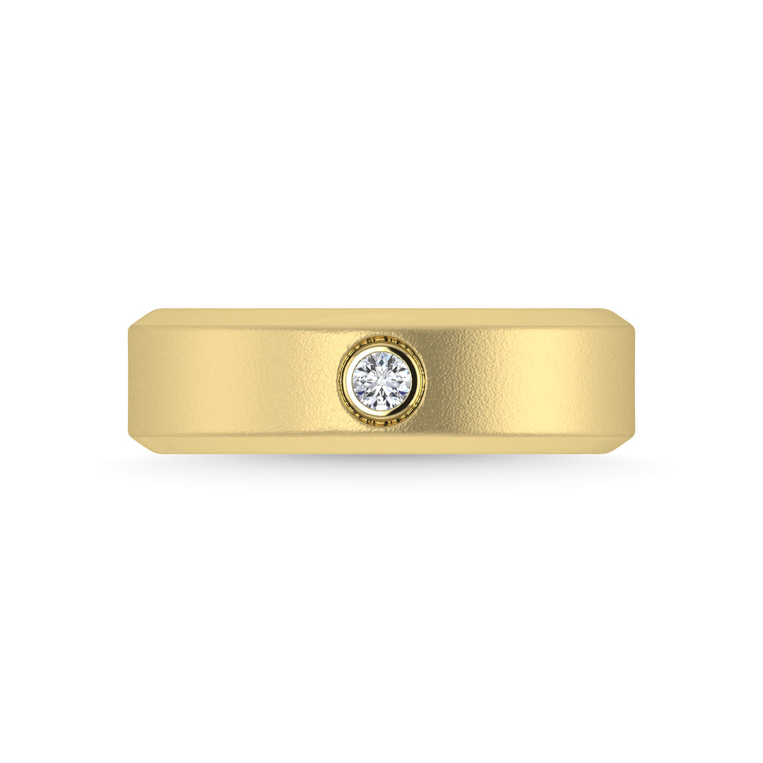 Diamante de oro amarillo de 14 quilates de 1/20 quilates total. Banda de m√°quina para hombre