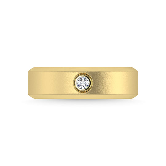 Diamante de oro amarillo de 14 quilates de 1/20 quilates total. Banda de m√°quina para hombre