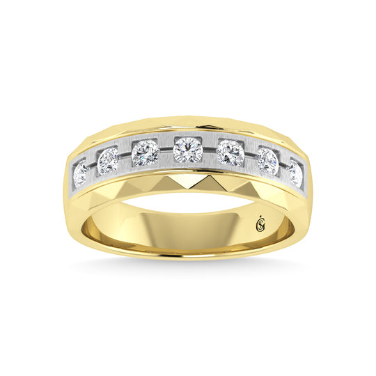 Diamante de dos tonos de 14 quilates, 1/2 qt.Tw. Banda de fusi√≥n de m√°quina para hombre