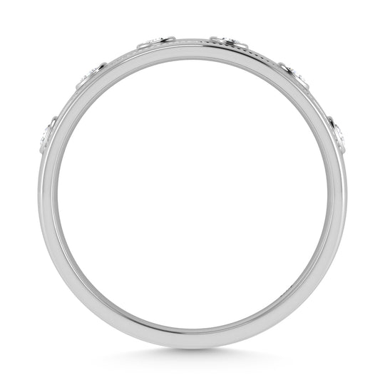 10K white gold with 1/5 ct. tw. diamond. Machine set for men's band