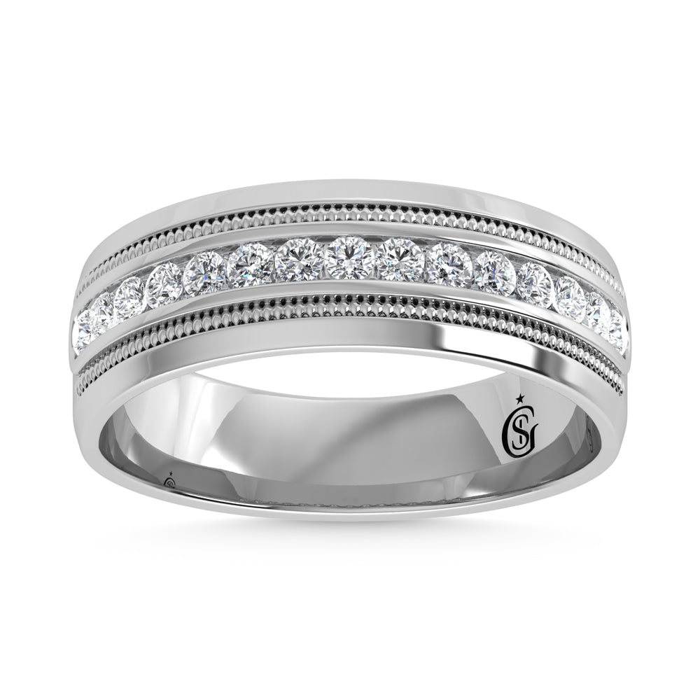 10K White Gold 1/2 ct. Total Diamond Machine Set Men's Band