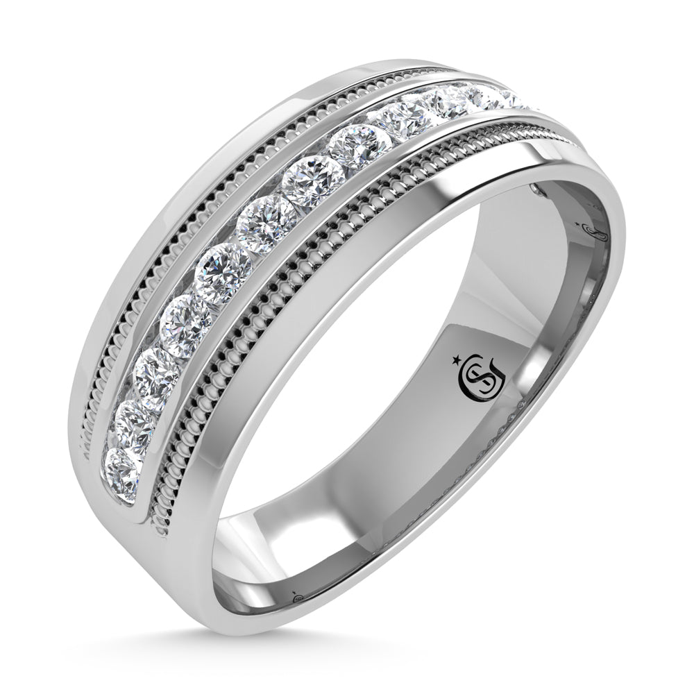 10K White Gold 1/2 ct. Total Diamond Machine Set Men's Band