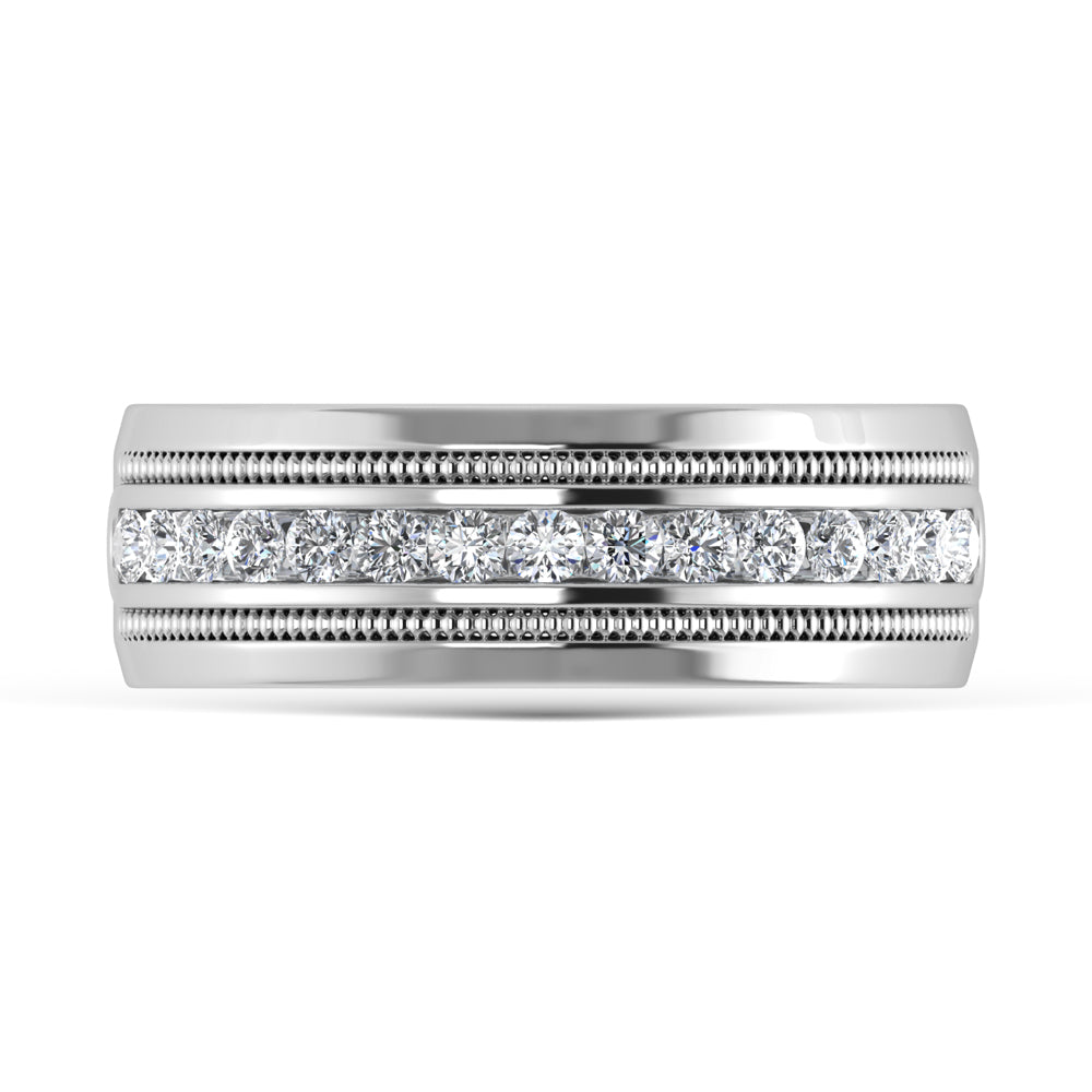 10K White Gold 1/2 ct. Total Diamond Machine Set Men's Band
