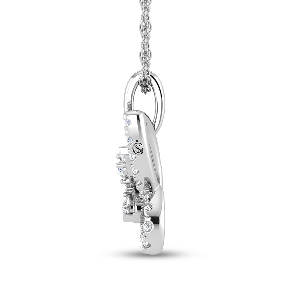 3/8 carat total diamond in 14k white gold. Butterfly pendant