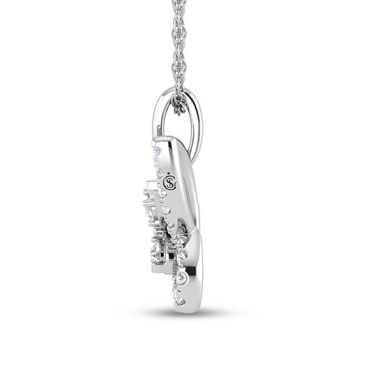 3/8 carat total diamond in 14k white gold. Butterfly pendant