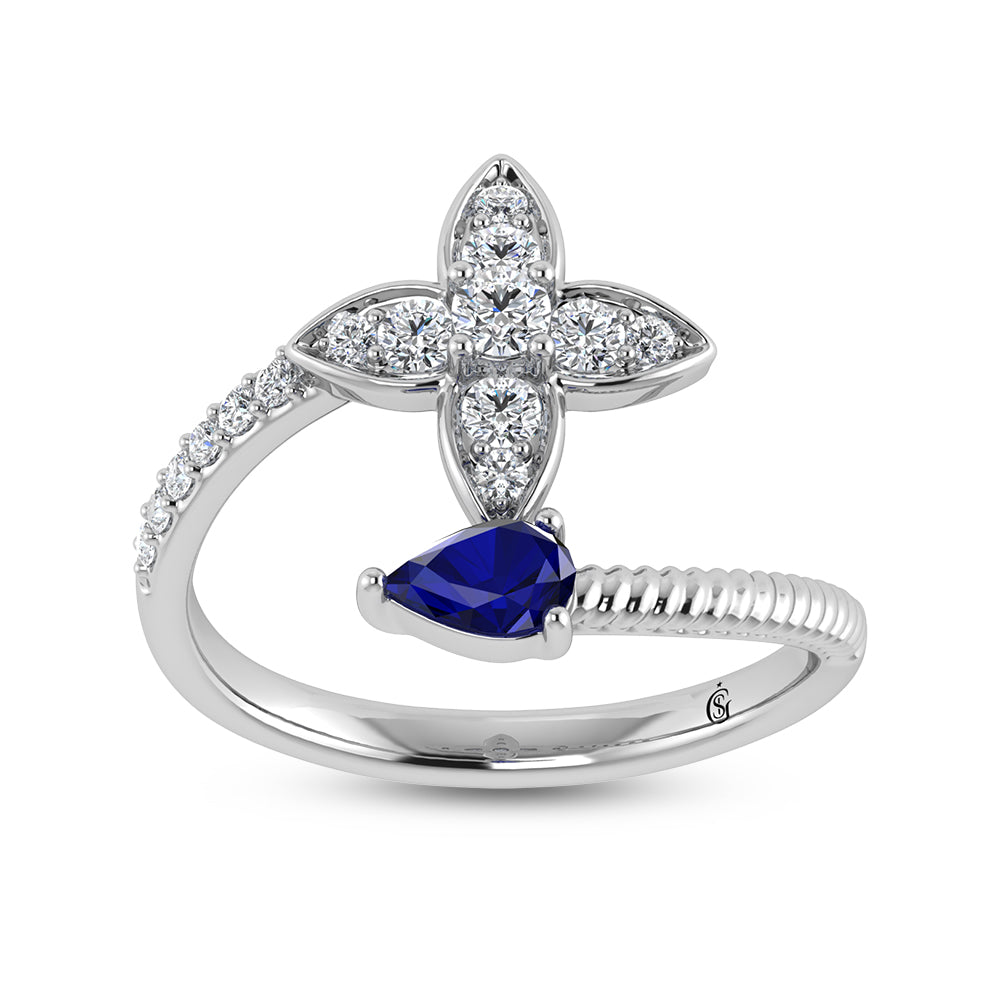 5/8 carat total 14K white gold diamond &amp; blue sapphire fashion earrings