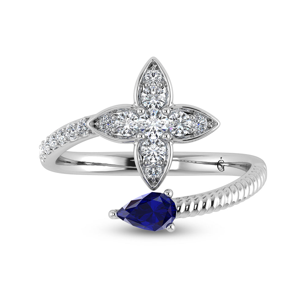 5/8 carat total 14K white gold diamond &amp; blue sapphire fashion earrings
