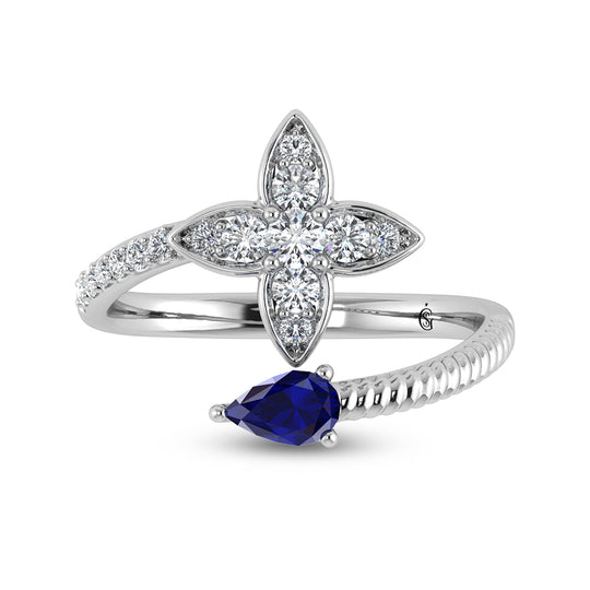 5/8 carat total 14K white gold diamond &amp; blue sapphire fashion earrings