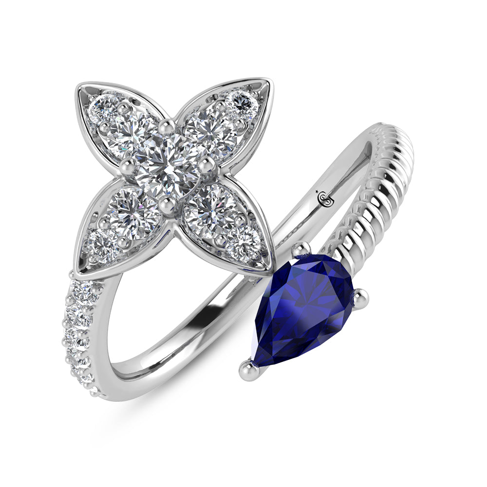 5/8 carat total 14K white gold diamond &amp; blue sapphire fashion earrings