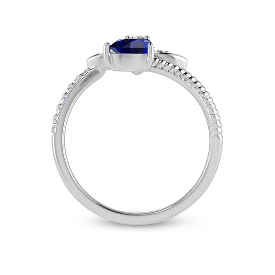 5/8 carat total 14K white gold diamond &amp; blue sapphire fashion earrings