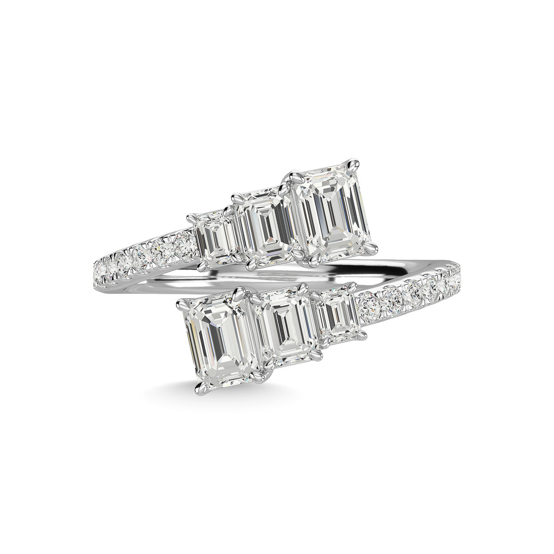 Diamante en oro blanco de 14 quilates de 1 7/8 quilates total. Anillo de moda