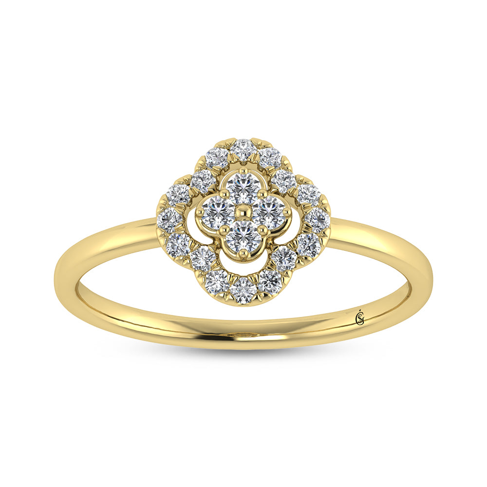 Diamante de oro amarillo de 14 quilates de 1/5 quilates total. Anillo de moda