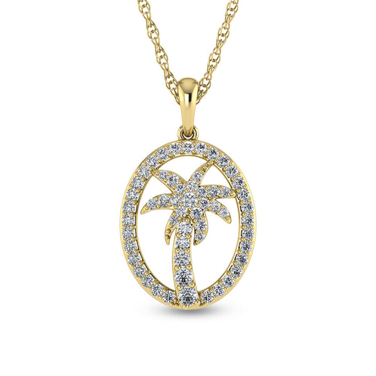 1/2 ct. 14K white gold diamond palm tree pendant