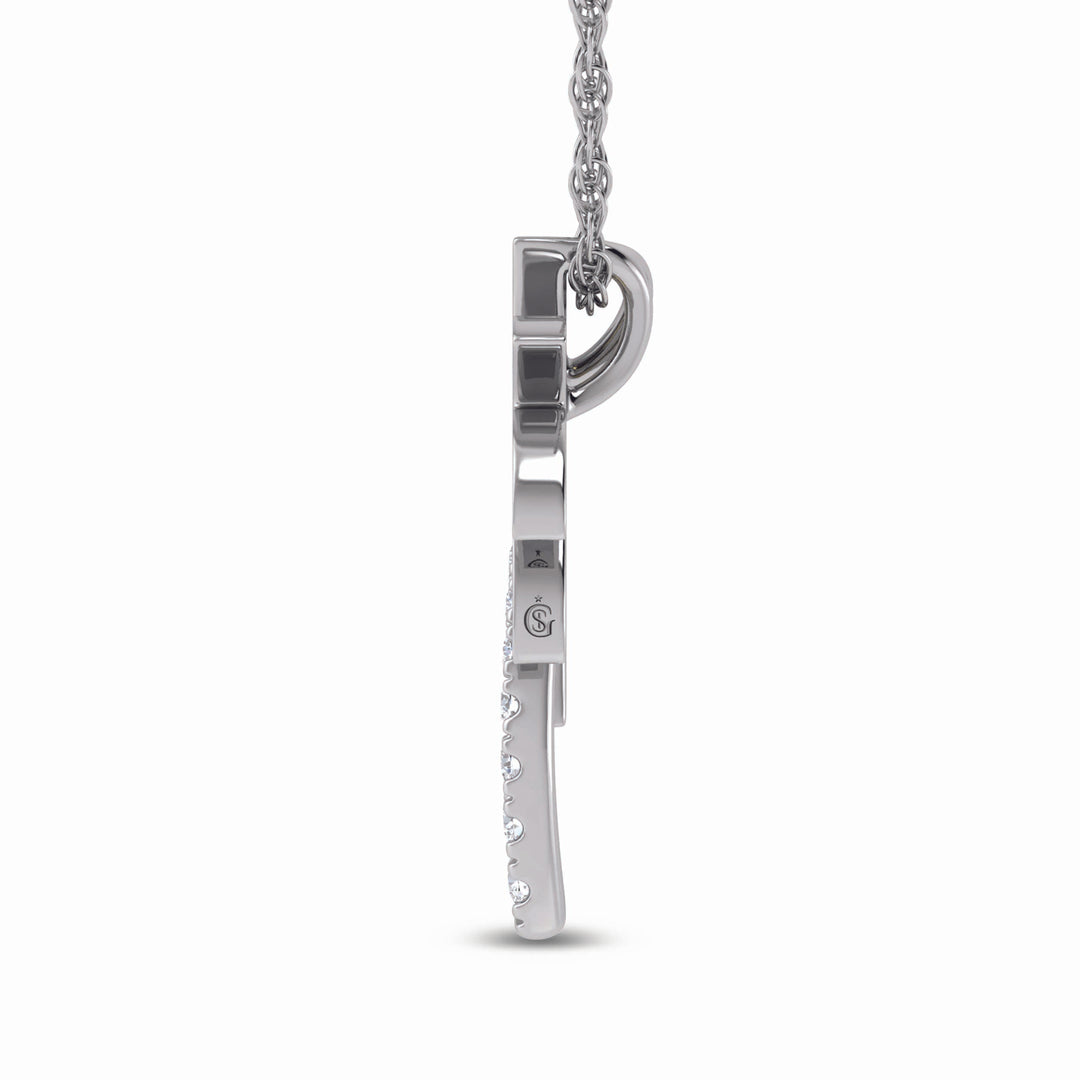 14K Two-Tone Diamond Palm Tree Pendant, 1/10 Carat Total