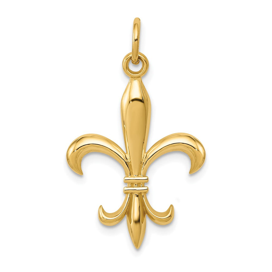 Dije de Flor de Lis en Oro de 14k – Hueco y Pulido