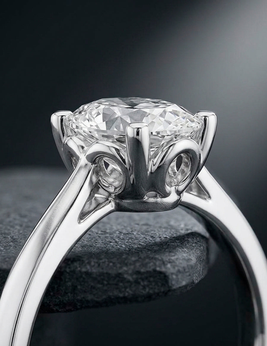 Anillo estilo solitario con diamante de laboratorio ovalado 1.01 ct, color E, claridad VS1