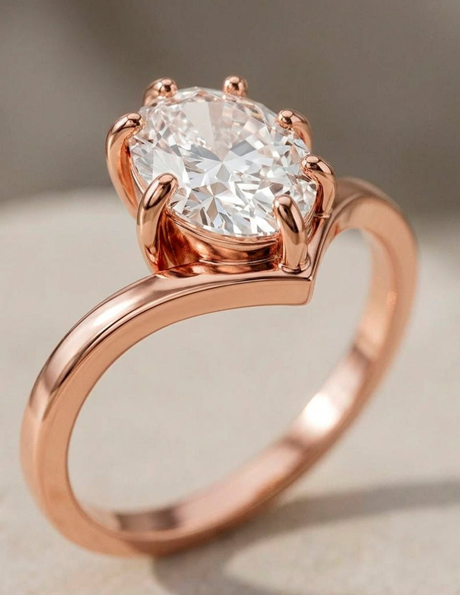 Anillo de Compromiso - solitario - AMORE102-OV-CZ