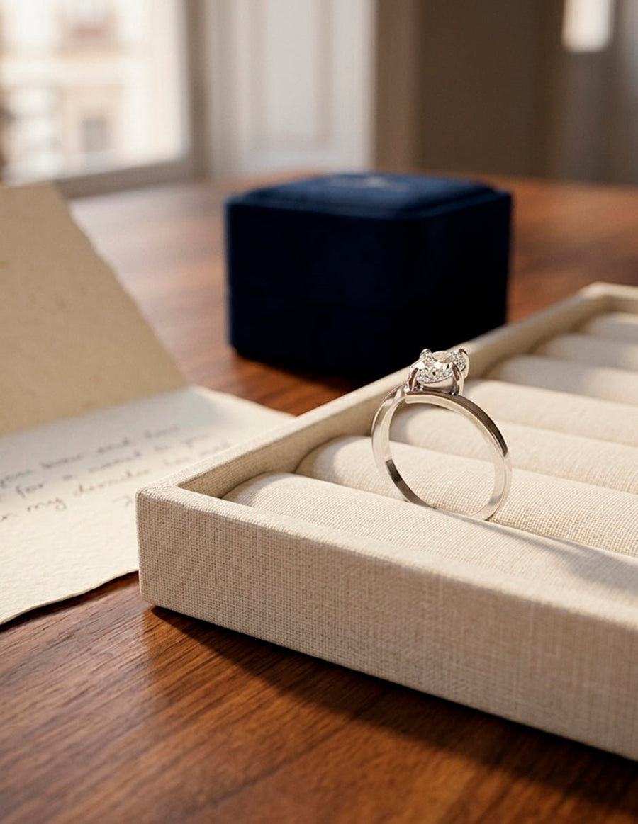Anillo de Compromiso - solitario - AMORE102-OV-CZ