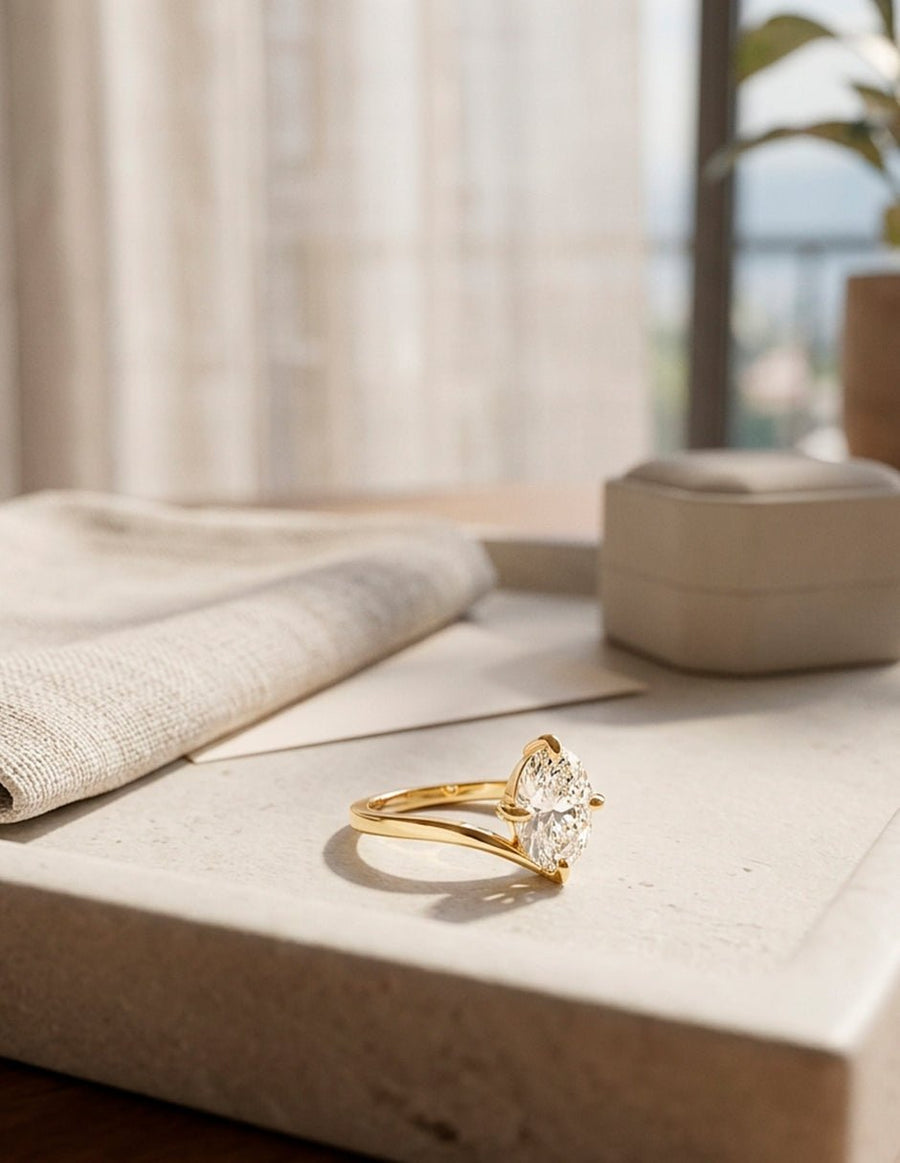 Anillo de Compromiso - solitario - AMORE102-OV-CZ