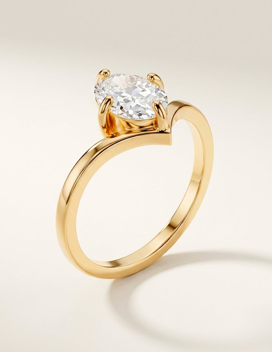 Anillo de compromiso - solitario - AMORE102-OV-LG