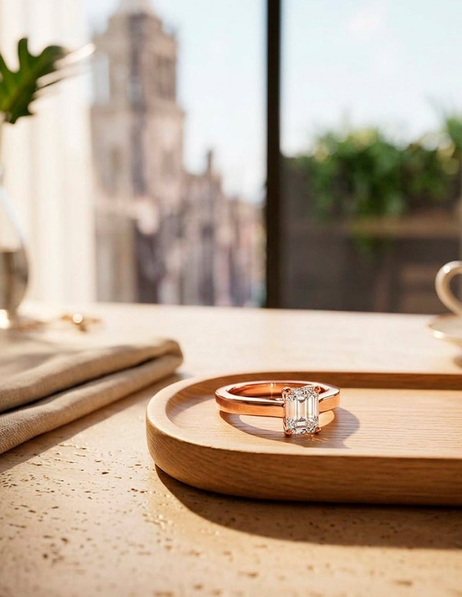 Anillo de Compromiso - solitario - AMORE104-EM-CZ