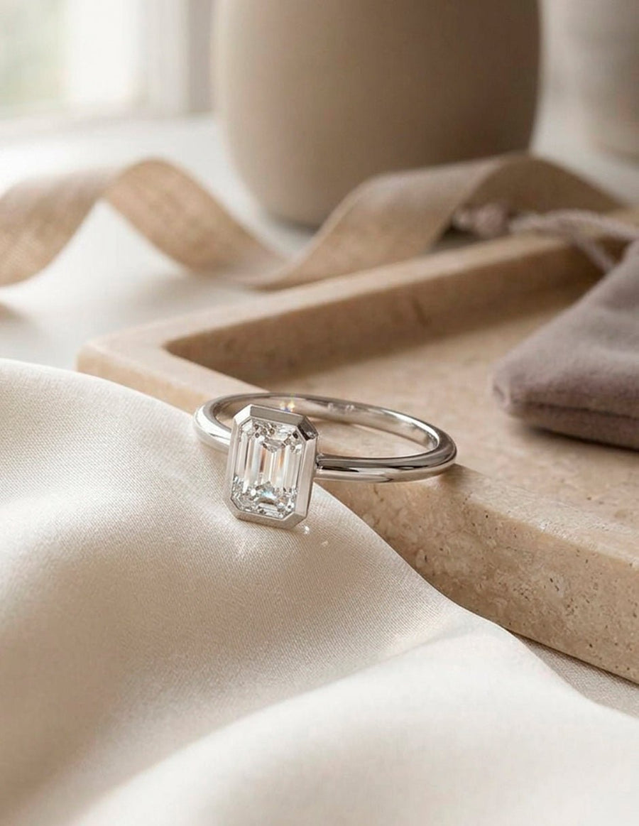 Anillo de Compromiso - solitario - AMORE105-EM-CZ