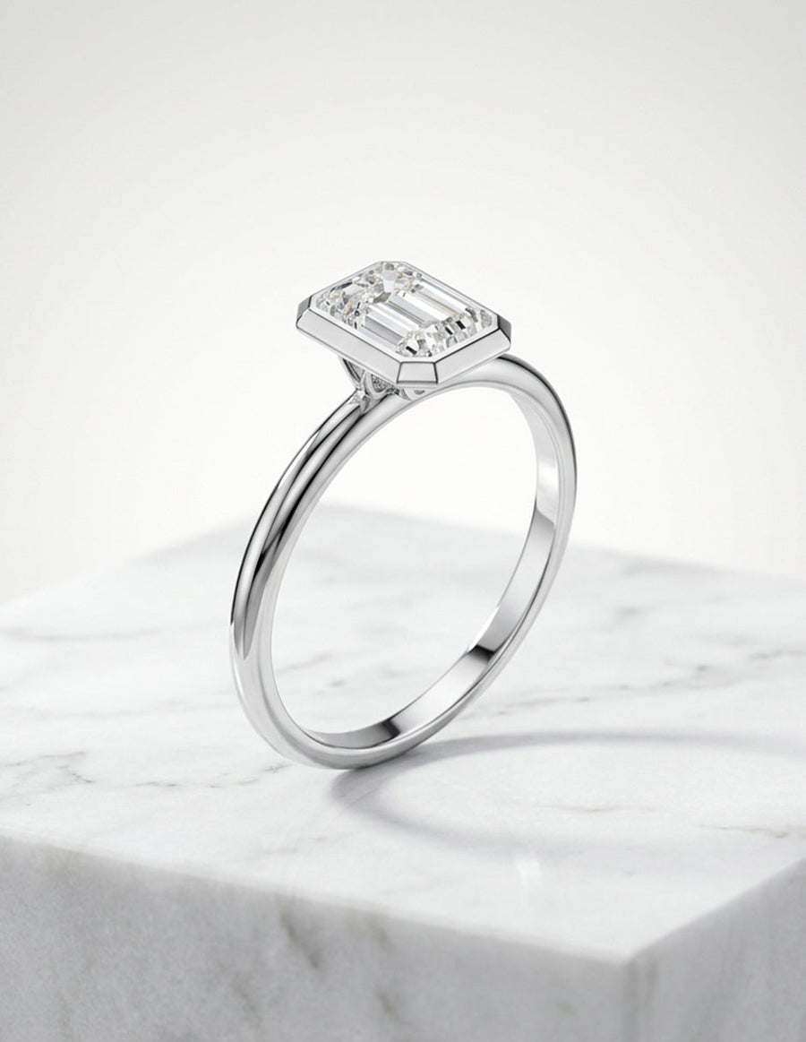 Anillo de compromiso - solitario - AMORE105-EM-LG