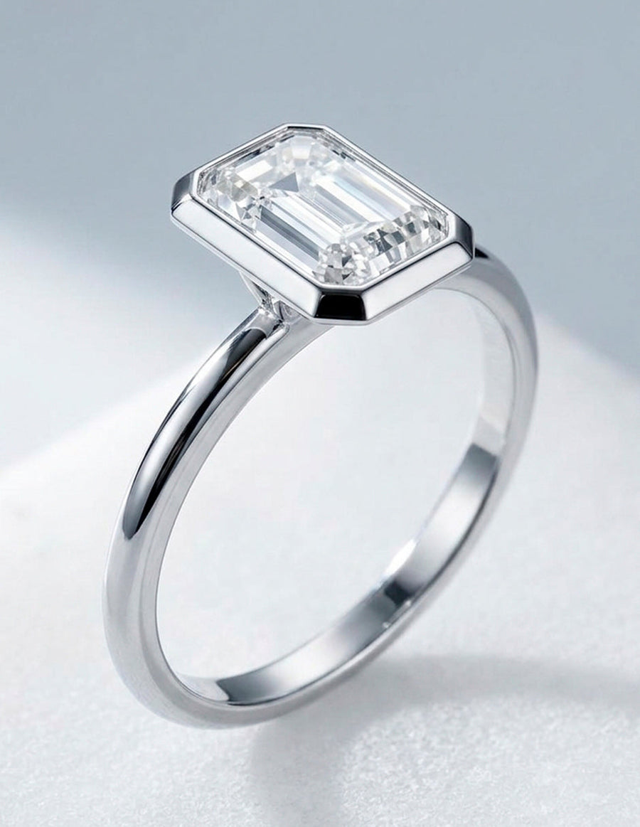 Anillo de compromiso - solitario - AMORE105-EM-LG