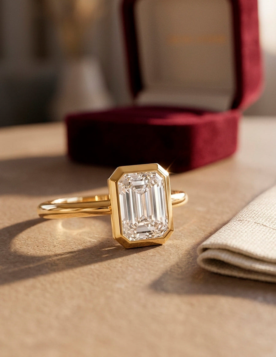 Anillo de compromiso - solitario - AMORE105-EM-LG