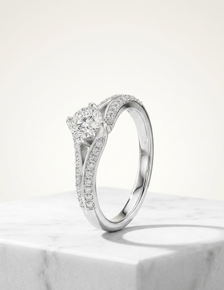 Anillo de compromiso - piedras Laterales - AMORE113-RD-LG