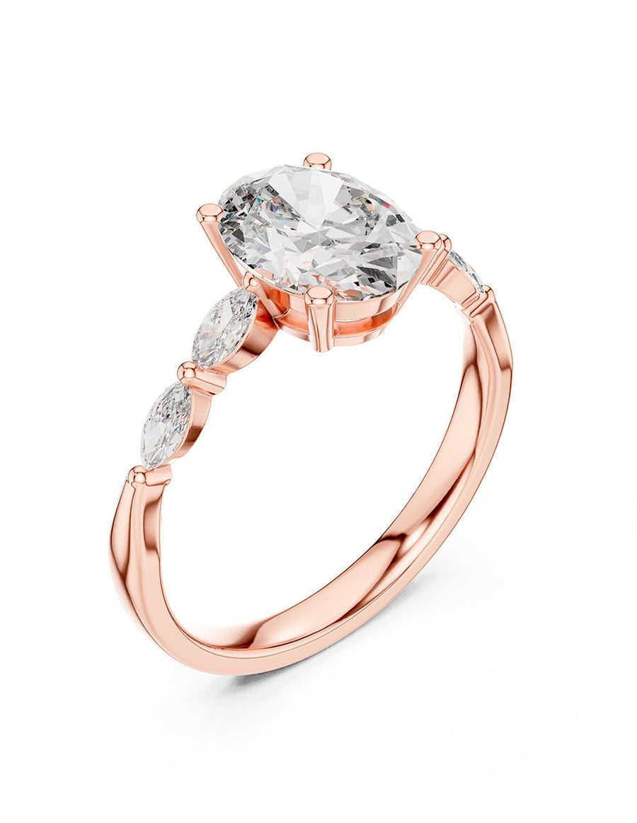 Anillo de compromiso - piedras laterales - AMORE118-OV-LG