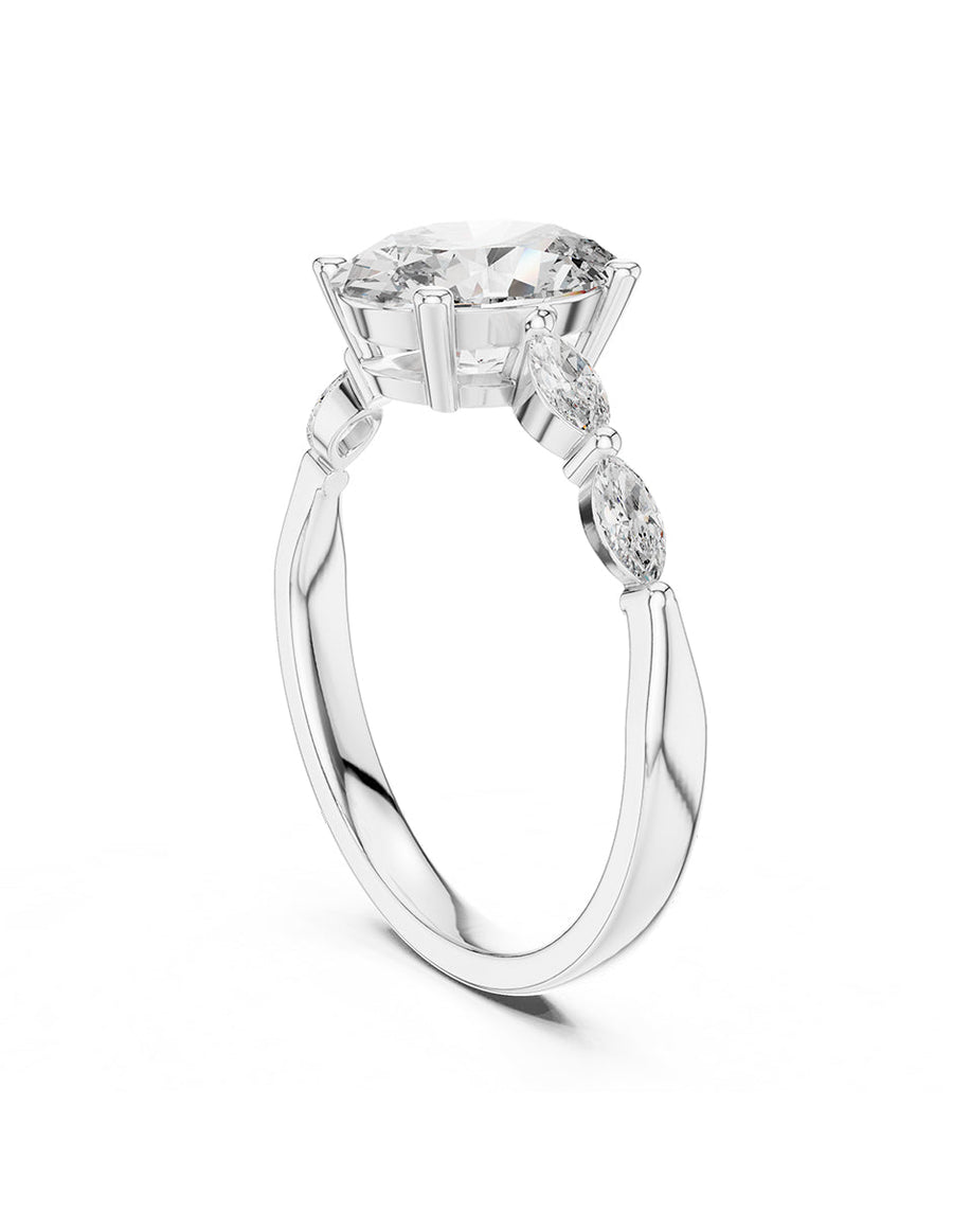 Anillo de compromiso - piedras laterales - AMORE118-OV-LG