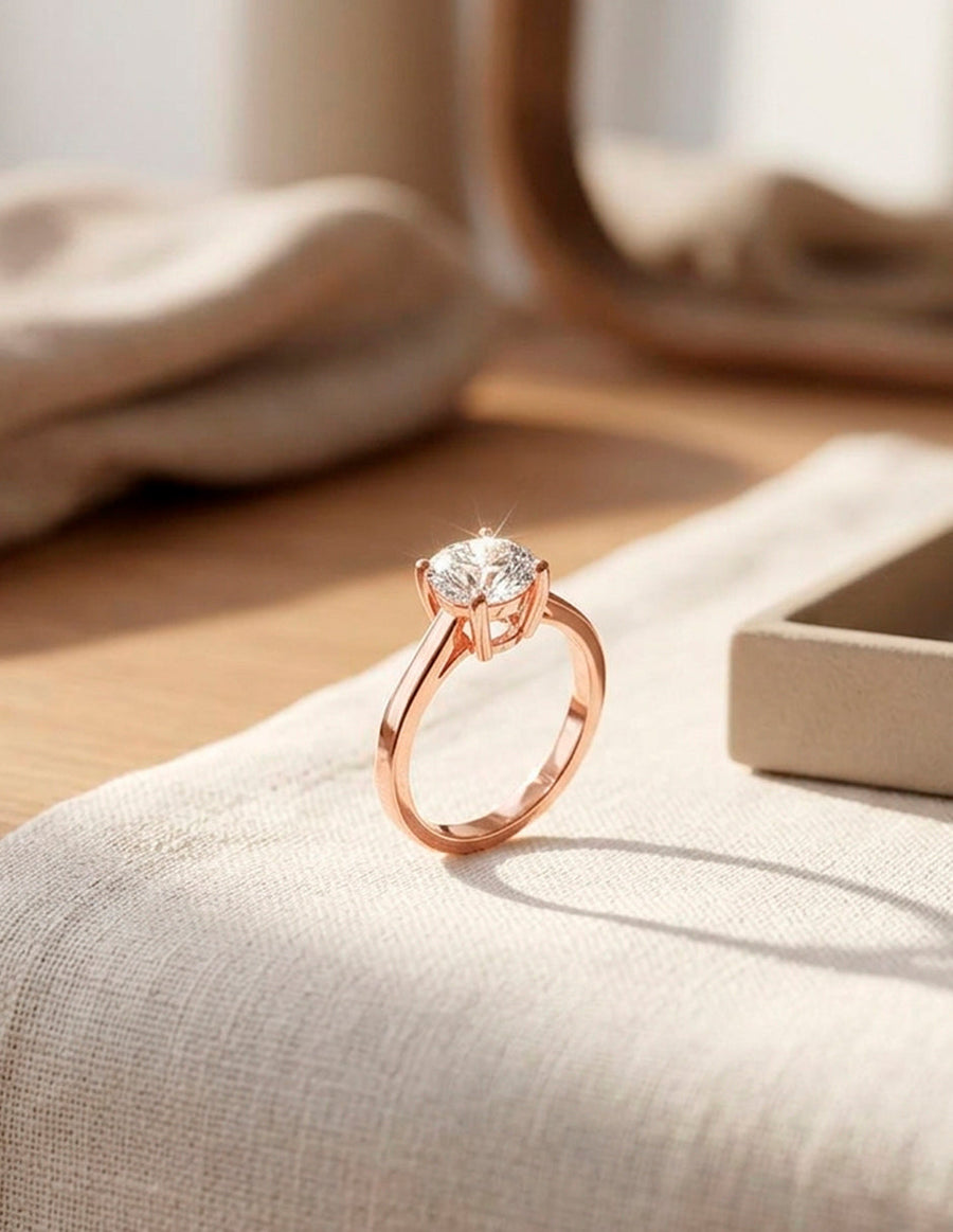 Anillo de Compromiso - solitario - AMORE12-RD-CZ