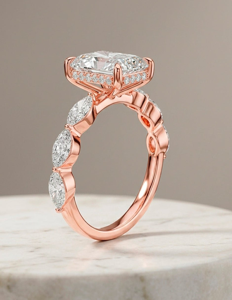 Anillo de compromiso - piedras laterales - AMORE120-EM-LG