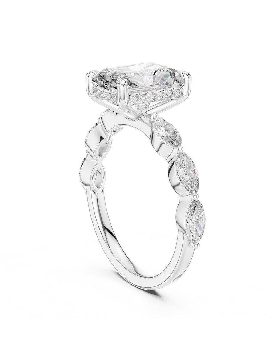 Anillo de compromiso - piedras laterales - AMORE120-EM-LG