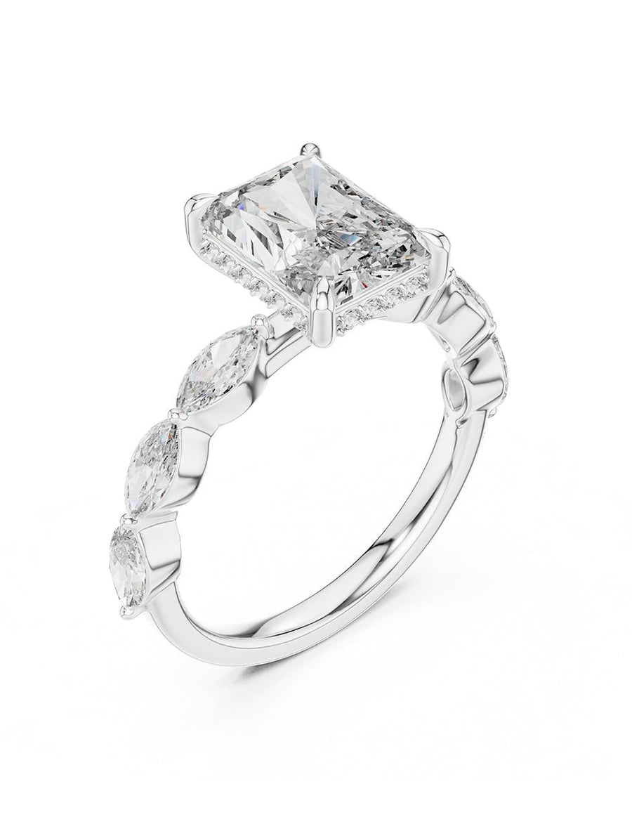 Anillo de compromiso - piedras laterales - AMORE120-EM-LG