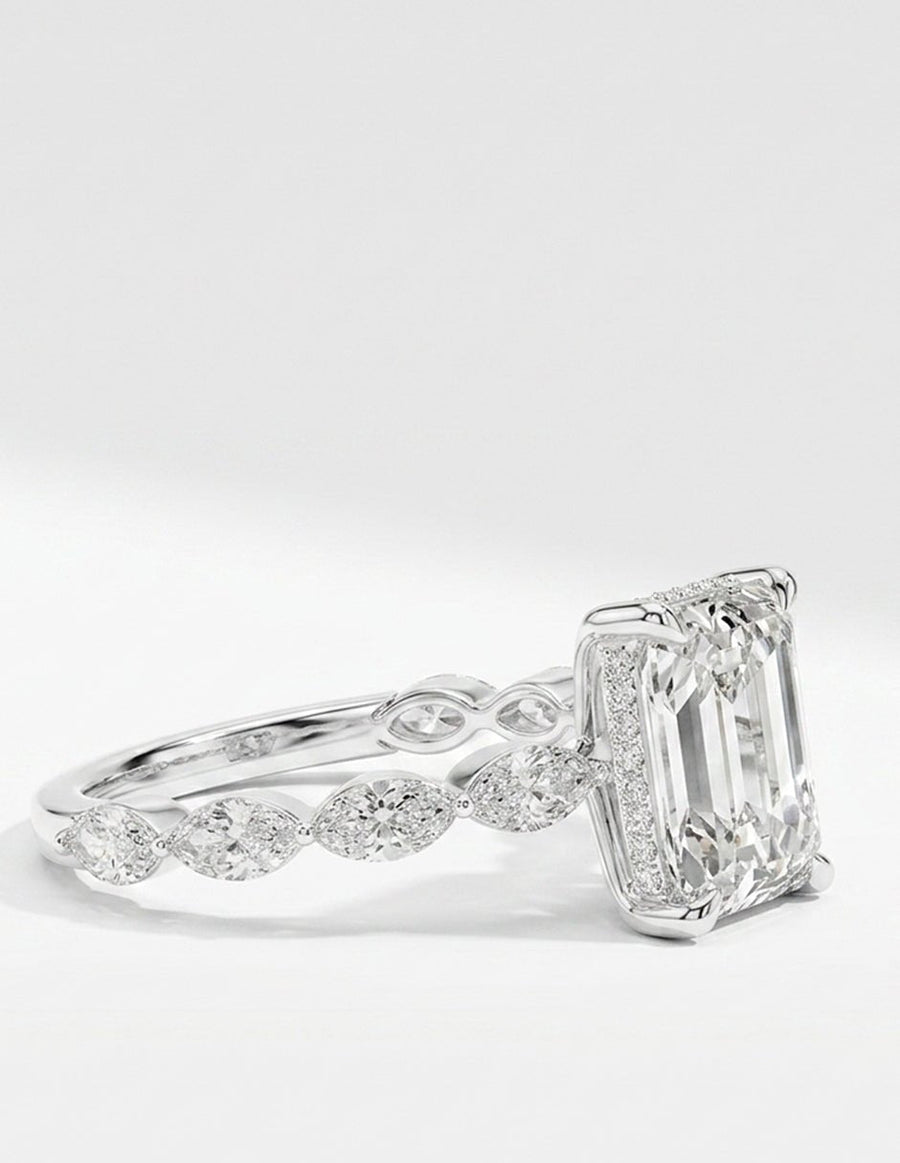 Anillo de compromiso - piedras laterales - AMORE120-EM-LG