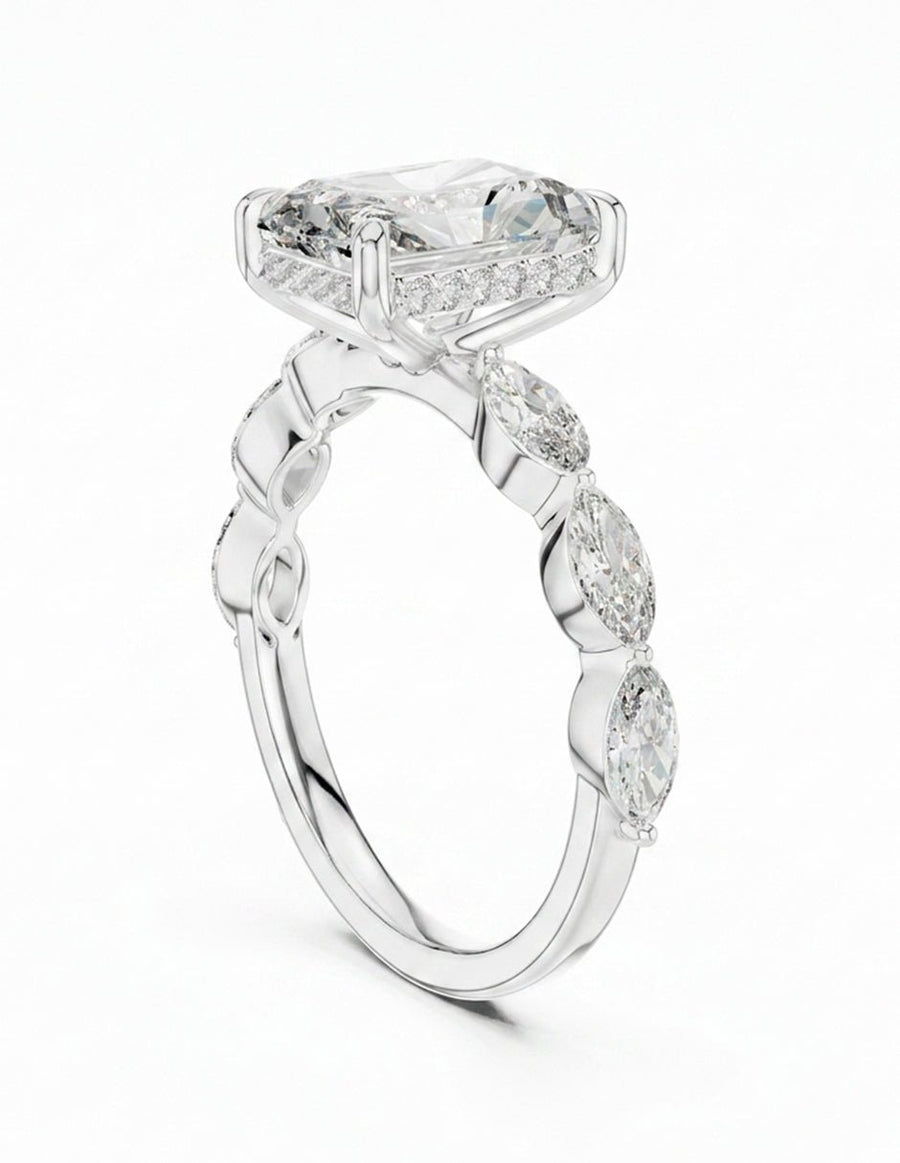 Anillo de compromiso - piedras laterales - AMORE120-EM-LG