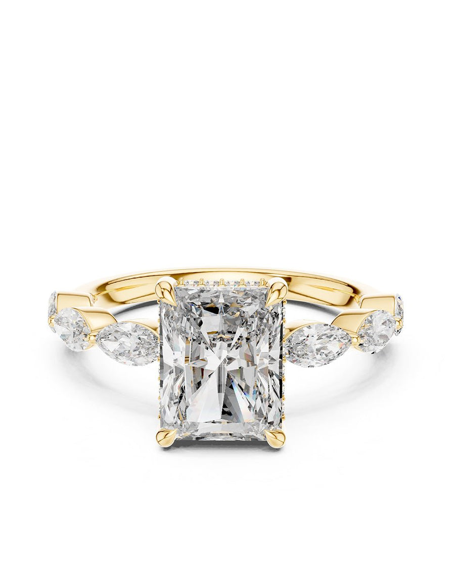 Anillo de compromiso - piedras laterales - AMORE120-EM-LG