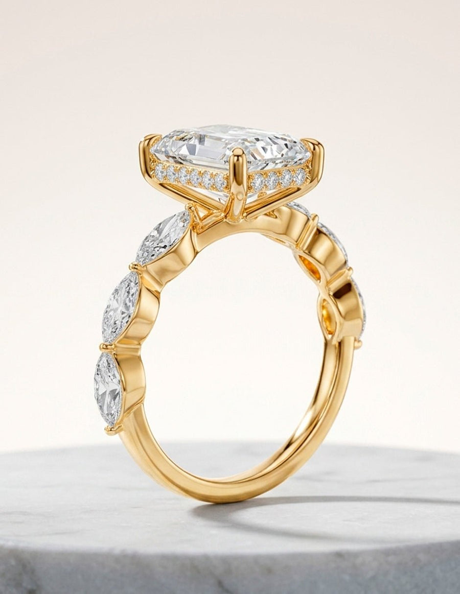 Anillo de compromiso - piedras laterales - AMORE120-EM-LG