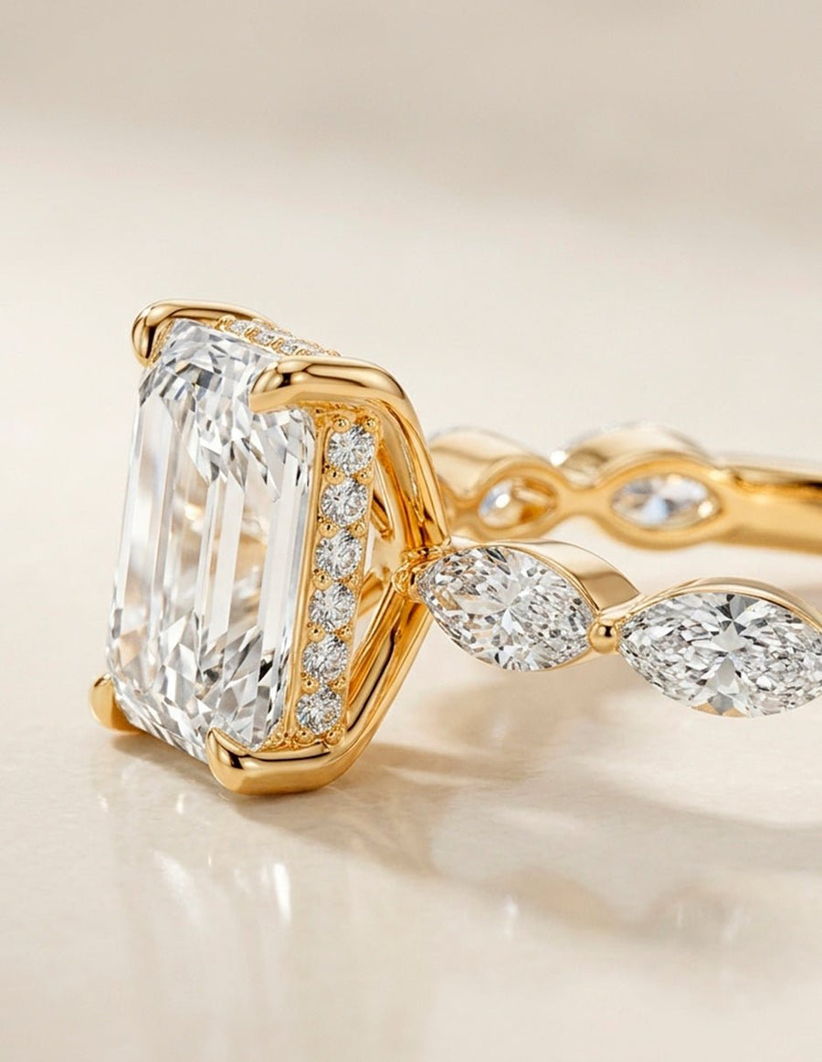Anillo de compromiso - piedras laterales - AMORE120-EM-LG
